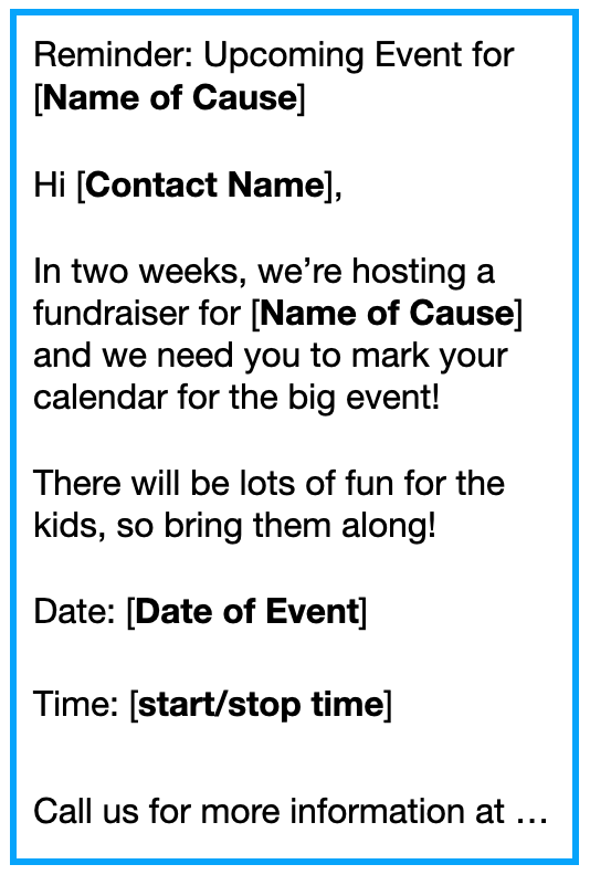 digital template for writing a letter to donors with boilerplate text
